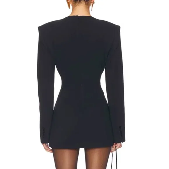 BEST Helsa The Heavy Crepe Suit Mini Dress XSmall Black Minimalist Cocktail - Picture 5 of 13
